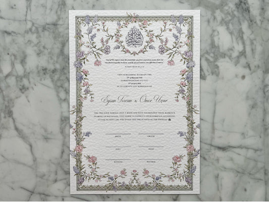 Dreamy Pastel Nikkah Certificate (A3 Size)