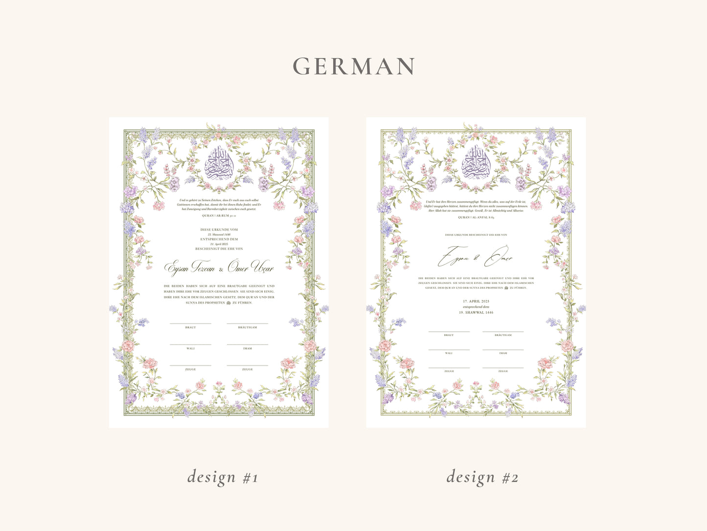 Dreamy Pastel Nikkah Certificate (A3 Size)