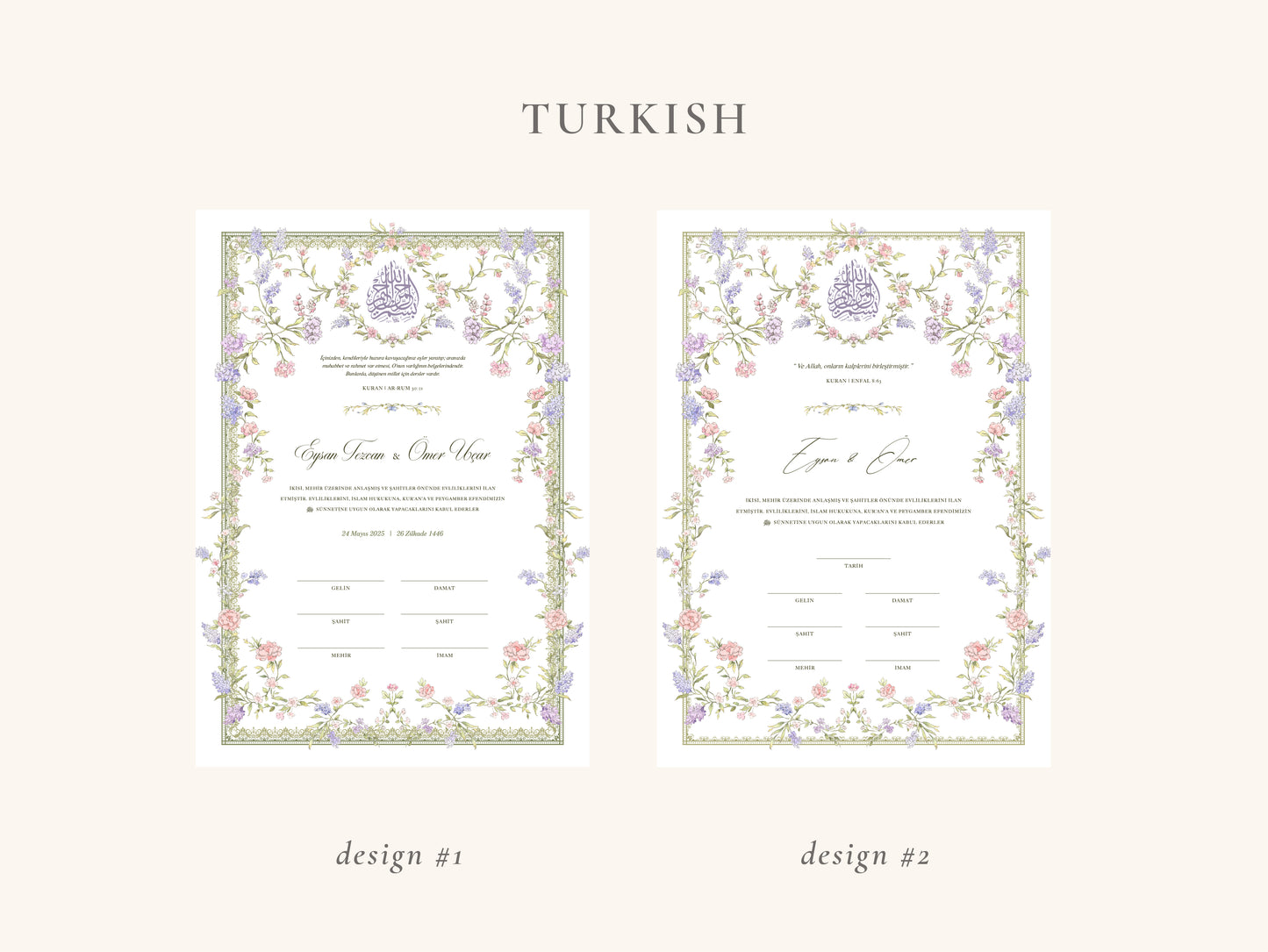 Dreamy Pastel Nikkah Certificate (A3 Size)