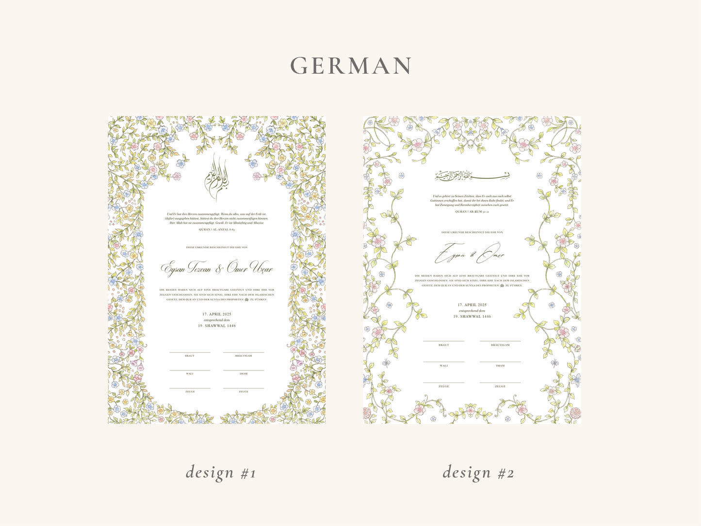 Gardens of Paradise Nikkah Certificate (A3 Size)