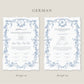Baroque Blue Nikkah Certificate (A4 Size)