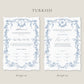 Baroque Blue Nikkah Certificate (A4 Size)