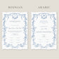 Baroque Blue Nikkah Certificate (A4 Size)