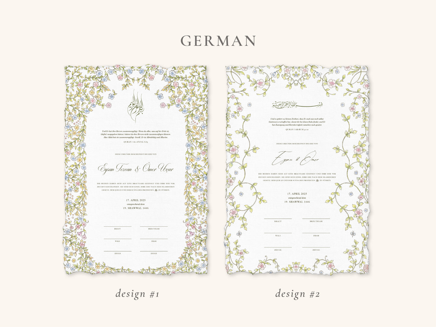 Gardens of Paradise Nikkah Certificate (A4 Size)