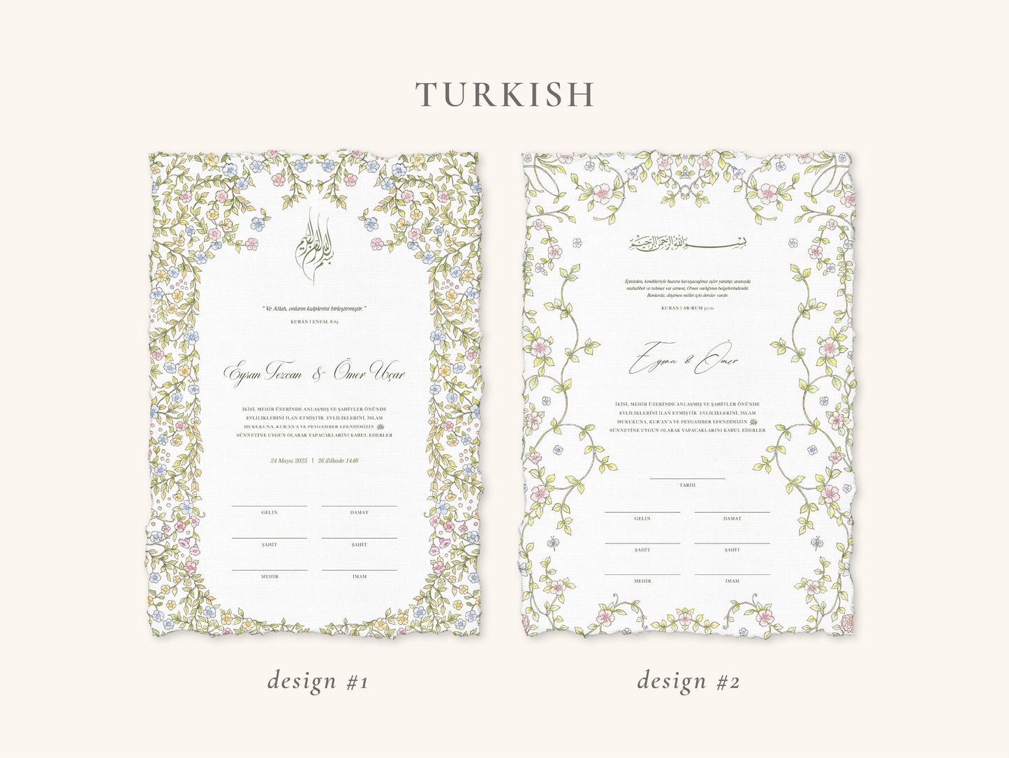 Gardens of Paradise Nikkah Certificate (A4 Size)