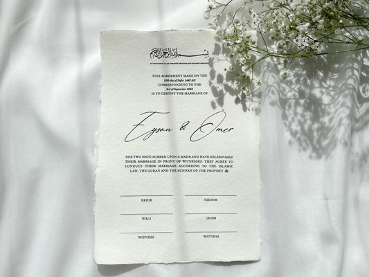 Minimal Nikkah Certificate (A4 Size)