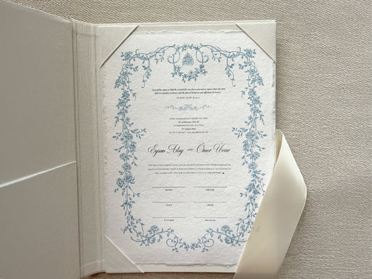 Baroque Blue Nikkah Certificate (Size: A4)