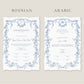 Baroque Blue Nikkah Certificate (Size: A4)
