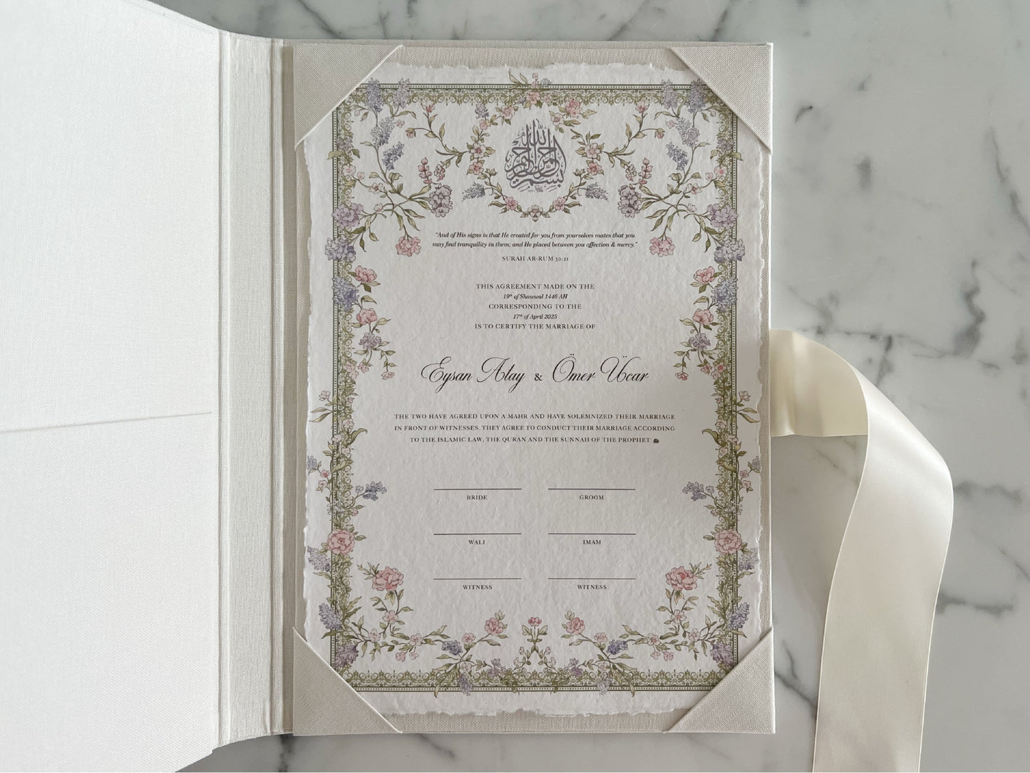Dreamy Pastel Nikkah Certificate (Size: A4)