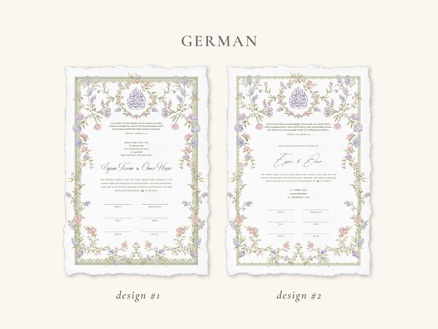 Dreamy Pastel Nikkah Certificate (Size: A4)