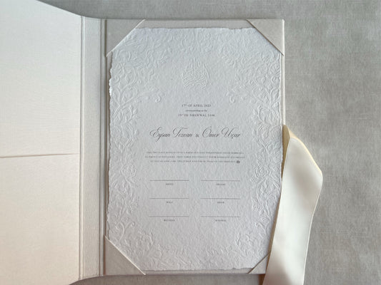 Embossed Baroque Nikkah Certificate (A4 Size)