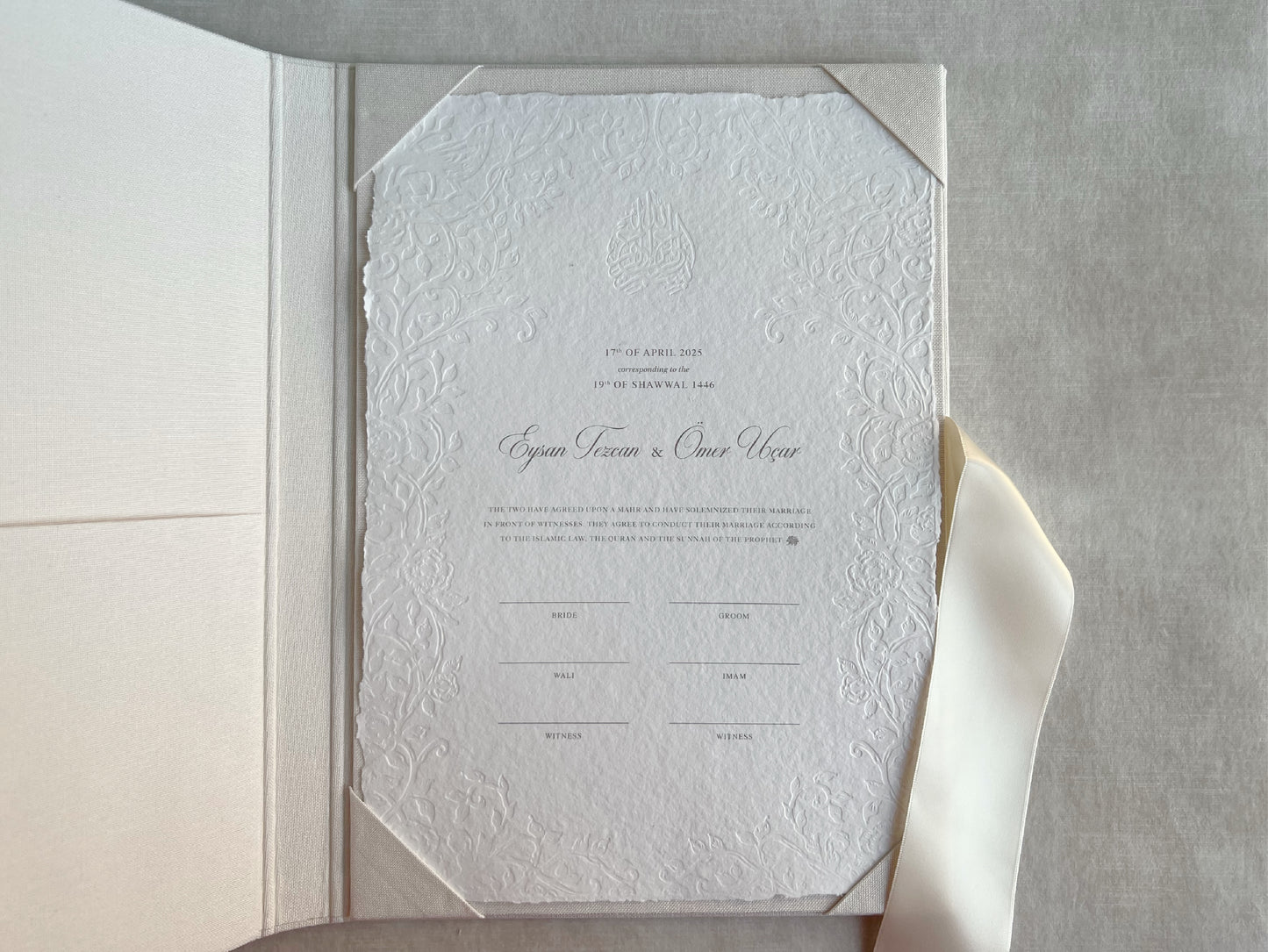 Embossed Baroque Nikkah Certificate (Size: A4)