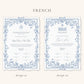 Floral Blue Nikkah Certificate (Size: A4)