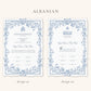 Floral Blue Nikkah Certificate (Size: A4)