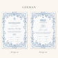 Floral Blue Nikkah Certificate (Size: A4)
