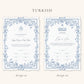 Floral Blue Nikkah Certificate (Size: A4)