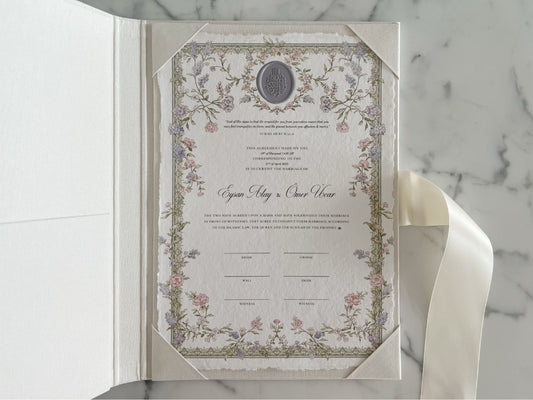 Wax Seal Dreamy Pastel Nikkah Certificate (Size: A4)