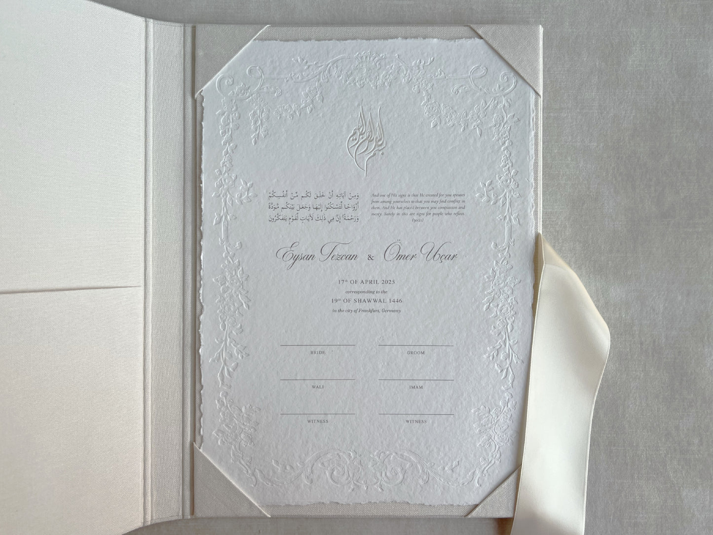 Embossed Victorian Nikkah Certificate (Size: A4)