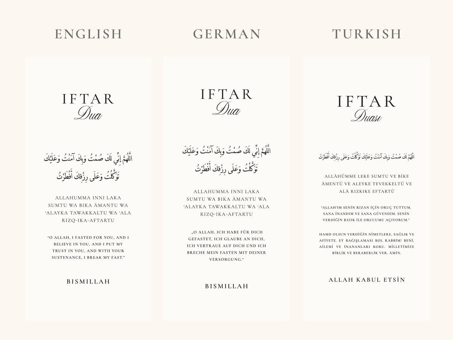 Iftar Dua Linen Fabric Sheets